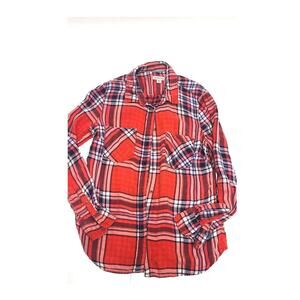 Merona red plaid button up top size medium